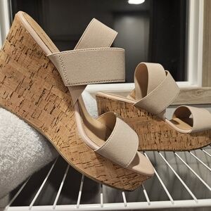 Limelight Beige Cork Wedge Sandals